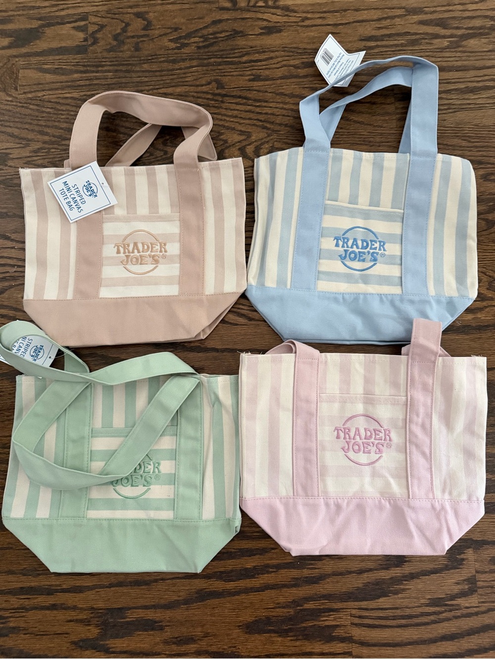 Set of 4 Trader Joe’s Striped Mini Totes
